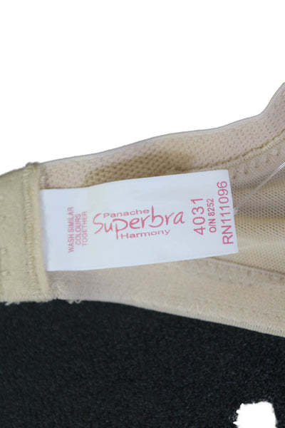Panache Womens Sheer Embroidered Panel Detail Rose Accent Bra Beige Size 38F