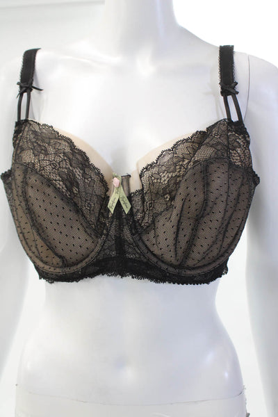 Fayreform Womens Lace Cup Double Strap Detail Underwire Bra Black Size 40D