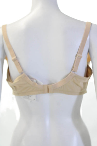Panache Womens Sheer Embroidered Panel Rose Accent Underwire Bra Beige Size 40E