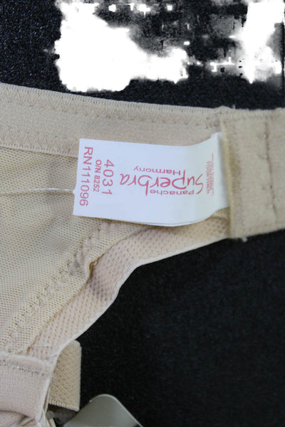 Panache Womens Sheer Embroidered Panel Rose Accent Underwire Bra Beige Size 40E