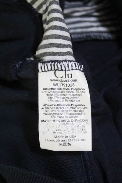 Clu Womens Cotton Striped Sleeve Pullover Round Neck Sweatshirt Blue Size M