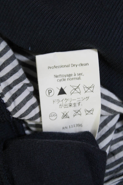 Clu Womens Cotton Striped Sleeve Pullover Round Neck Sweatshirt Blue Size M