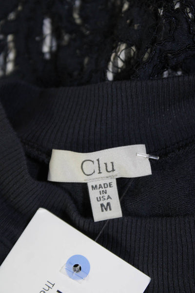 Clu Womens Cotton Striped Sleeve Pullover Round Neck Sweatshirt Blue Size M