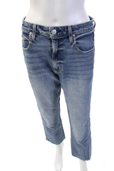 Amo Womens Cotton Straight Leg Slim Fit Button Fly Denim Jeans Blue Size 29