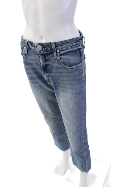 Amo Womens Cotton Straight Leg Slim Fit Button Fly Denim Jeans Blue Size 29
