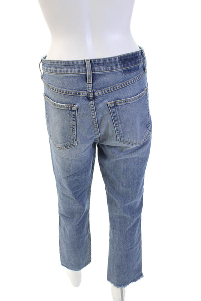 Amo Womens Cotton Straight Leg Slim Fit Button Fly Denim Jeans Blue Size 29
