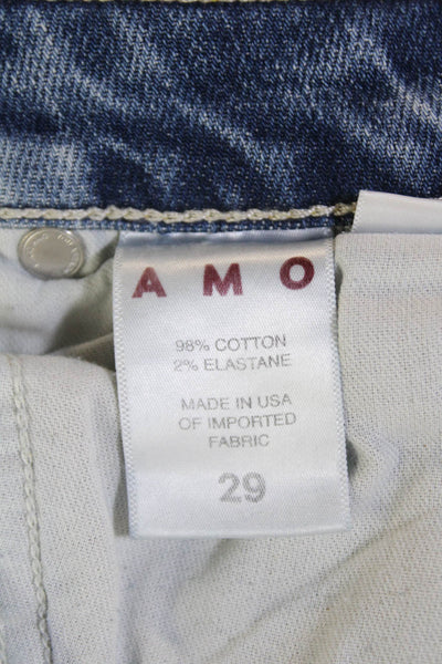 Amo Womens Cotton Straight Leg Slim Fit Button Fly Denim Jeans Blue Size 29