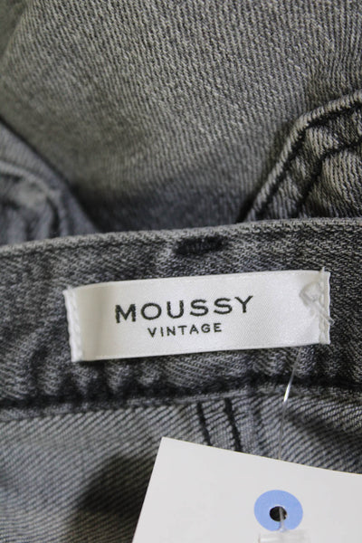 Moussy Womens Cotton Distressed Hem Straight Leg Slim Fit Jeans Gray Size 29