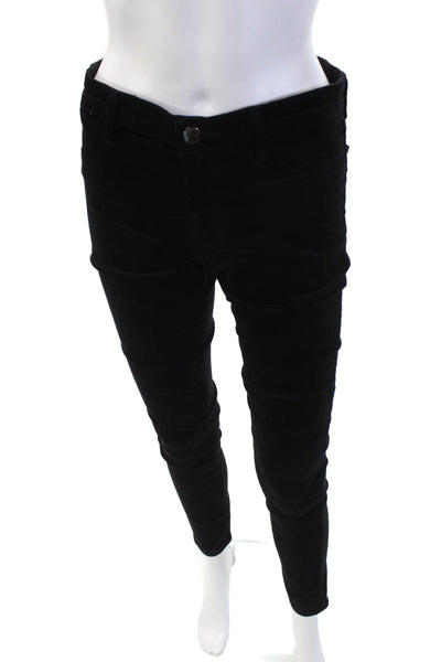 J Brand Womens Velvet Mid Rise Ankle Skinny Pants Black Size 28