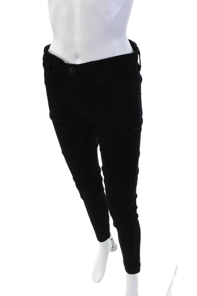 J Brand Womens Velvet Mid Rise Ankle Skinny Pants Black Size 28