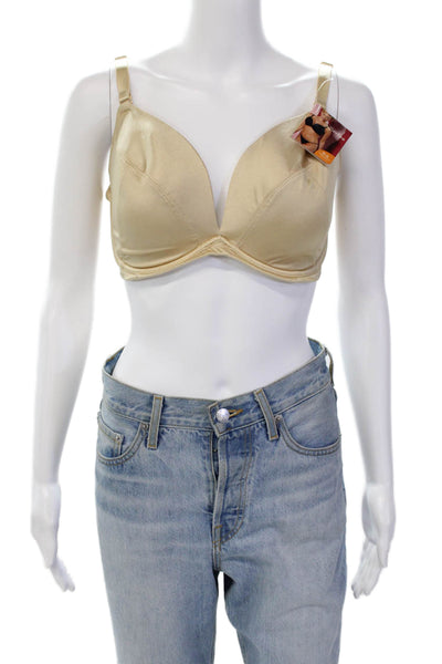 Panache Womens Molded Cup Adjustable Strap Underwire Bra Beige Size 34FF