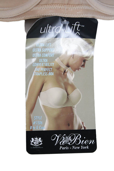 Va Bien Womens Bow Accent Molded Cup Strapless Bra Solid Beige Size 34F