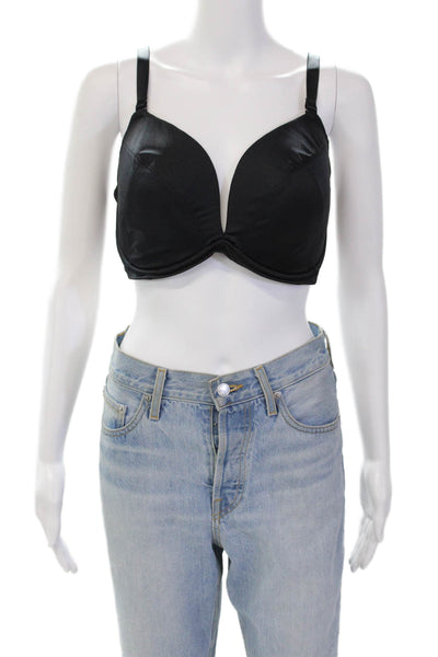 Panache Womens Removable Strap Satin Underwired Bra Solid Black Size 34FF