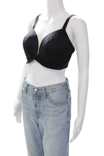 Panache Womens Removable Strap Satin Underwired Bra Solid Black Size 34FF