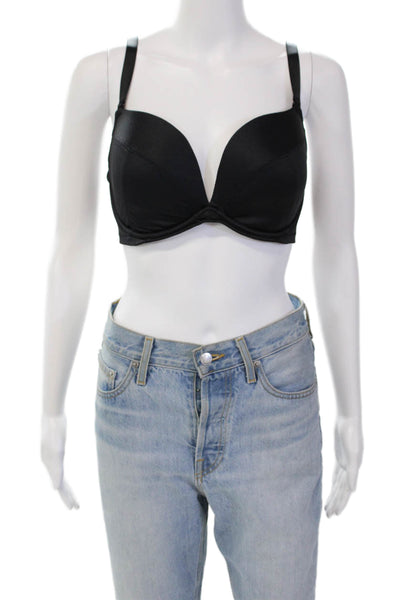 Panache Womens Removeable Strap Satin Molded Cup Bra Solid Black Size 34DD