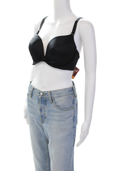 Panache Womens Removeable Strap Satin Molded Cup Bra Solid Black Size 34DD