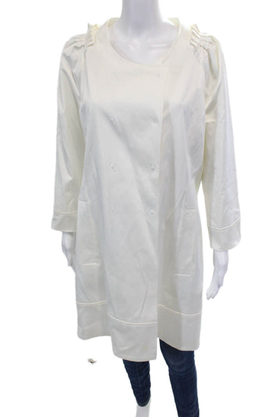 BCBGMAXAZRIA Womens Cotton Sateen Double Snap Closure Jacket White Size XL