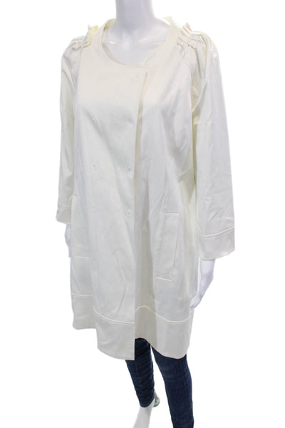 BCBGMAXAZRIA Womens Cotton Sateen Double Snap Closure Jacket White Size XL