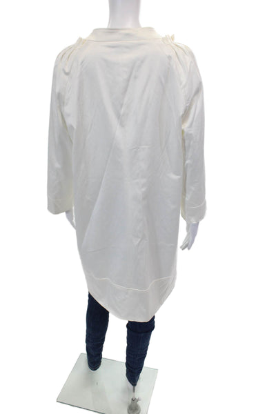 BCBGMAXAZRIA Womens Cotton Sateen Double Snap Closure Jacket White Size XL