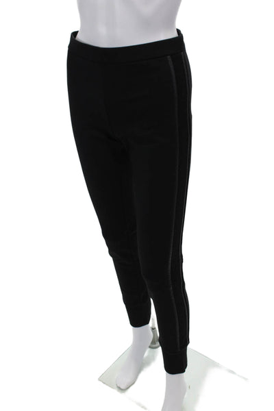 Vince Womens Elastic Waist Faux Leather Trim Jogger Leggings Black Size M