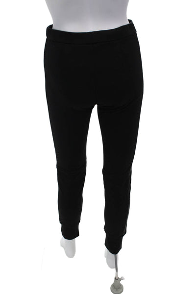 Vince Womens Elastic Waist Faux Leather Trim Jogger Leggings Black Size M