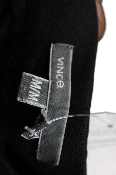 Vince Womens Elastic Waist Faux Leather Trim Jogger Leggings Black Size M