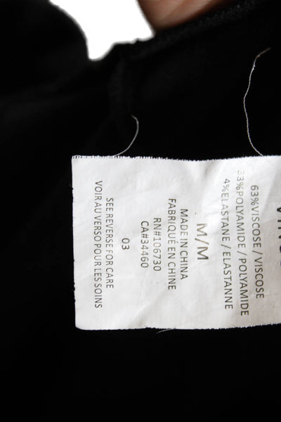 Vince Womens Elastic Waist Faux Leather Trim Jogger Leggings Black Size M