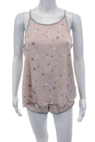 Splendid Womens Cotton Star Print 2 Piece Sleepwear Set Pink Size L