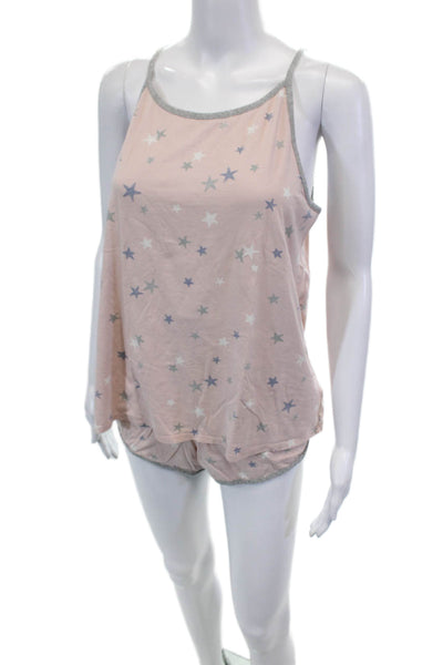 Splendid Womens Cotton Star Print 2 Piece Sleepwear Set Pink Size L