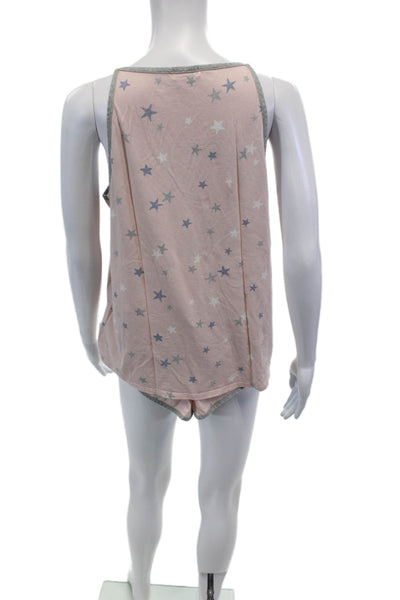 Splendid Womens Cotton Star Print 2 Piece Sleepwear Set Pink Size L