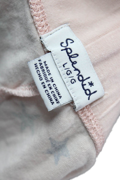 Splendid Womens Cotton Star Print 2 Piece Sleepwear Set Pink Size L