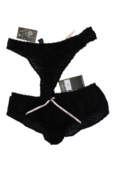 Litle Miss By Miss Mandalay Womens Bow Detail Cheeky Underwear Set Black Size L