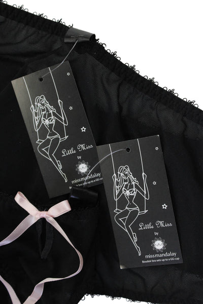 Litle Miss By Miss Mandalay Womens Bow Detail Cheeky Underwear Set Black Size L