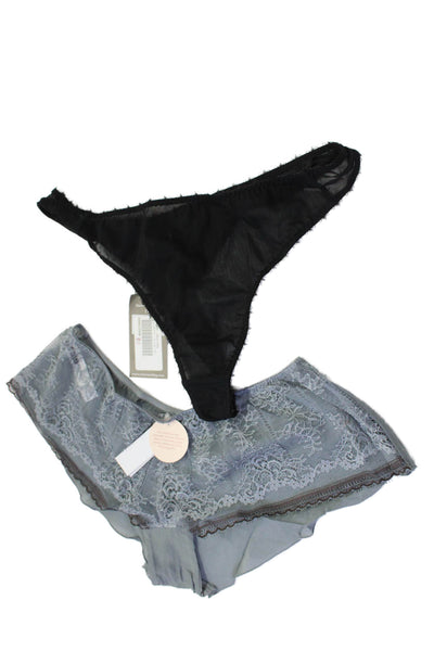 Litle Miss By Miss Mandalay Womens Bow Detail Thong Underwear Set Black Size XL