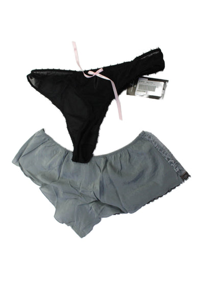 Litle Miss By Miss Mandalay Womens Bow Detail Thong Underwear Set Black Size XL