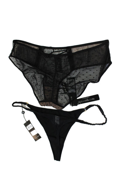 Masquerade Womens Sheer Spotted Lace Trim Brief Underwear Set Black Size 14