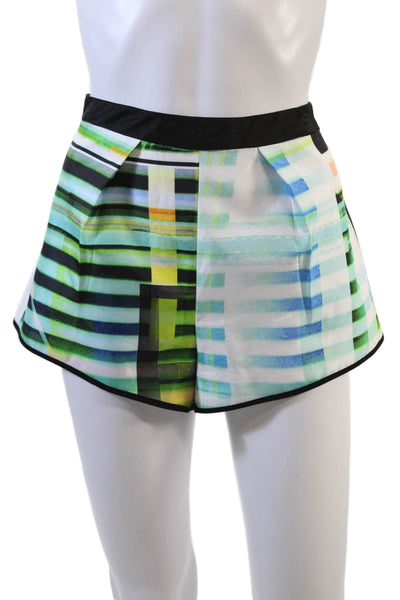 Clover Canyon Womens Textured Striped Multicolor Zip Mini Shorts Black Size S
