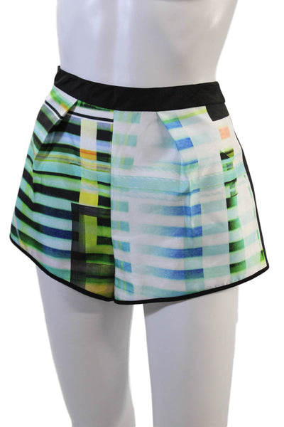 Clover Canyon Womens Textured Striped Multicolor Zip Mini Shorts Black Size S