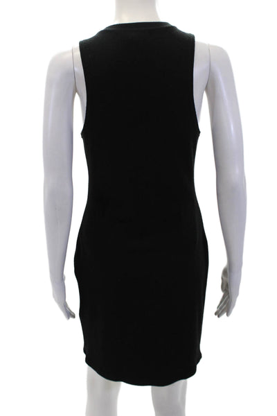 Derek Lam 1OC Womens Lace Up Front Sleeveless Body Con Dress Black Size Medium