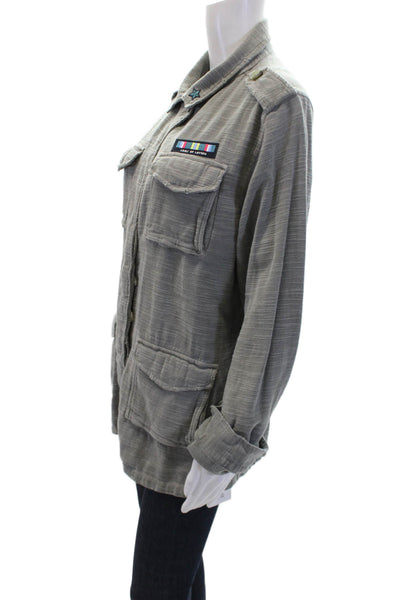Sundry Womens Long Sleeves Button Down Jacket Mineral Gray Cotton Size 3