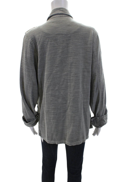 Sundry Womens Long Sleeves Button Down Jacket Mineral Gray Cotton Size 3