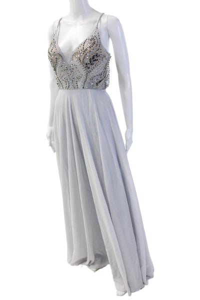 Aqua Womens Textured Spaghetti Strap Rhinestone Lined Dress Gray Size 04