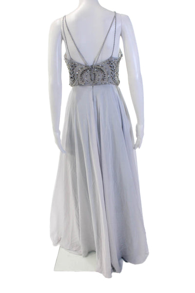 Aqua Womens Textured Spaghetti Strap Rhinestone Lined Dress Gray Size 04