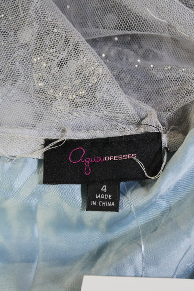 Aqua Womens Textured Spaghetti Strap Rhinestone Lined Dress Gray Size 04