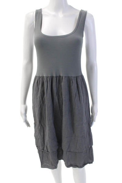 Theory Womens Cotton Round Neck Sleeveless Lined Casual Dress Gray OS