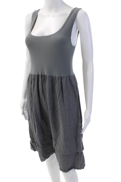 Theory Womens Cotton Round Neck Sleeveless Lined Casual Dress Gray OS