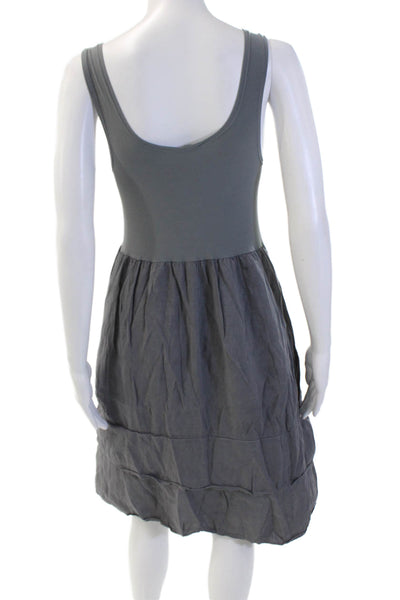 Theory Womens Cotton Round Neck Sleeveless Lined Casual Dress Gray OS