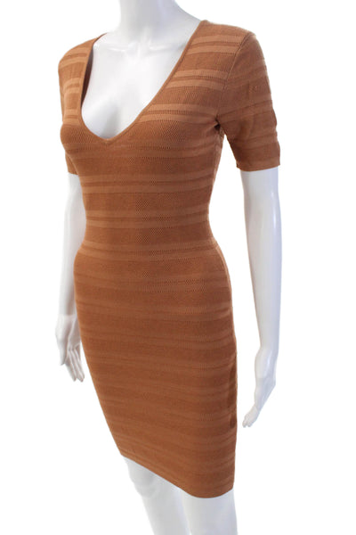 Torn by Ronny Kobo Womens Short Sleeve V-neck Lined Fit Dress Orange Size 02
