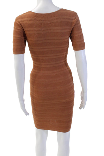 Torn by Ronny Kobo Womens Short Sleeve V-neck Lined Fit Dress Orange Size 02
