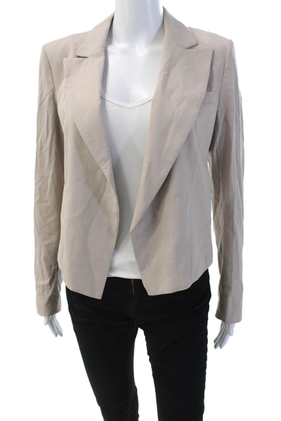 Theory Womens Textured Long Sleeve Lined Collared Blazer Nude Size 04